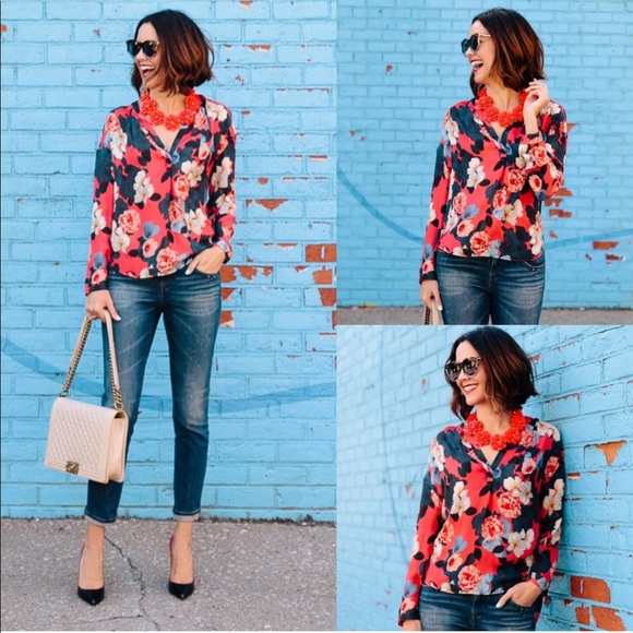 J.Crew Silk Floral Blouse - Picture 1 of 6